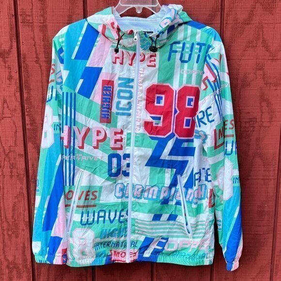 Copper Rivet Denim Factory Men's Windbreaker Full Zip Hooded Multicolor‎ X-Large - Picture 1 of 8